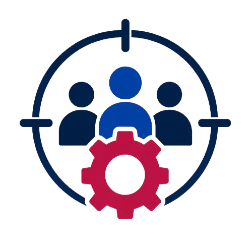 Three people inside a target with a gear, representing a conference designed specifically for IT service management and technical support professionals.