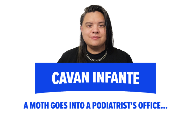 Karli Irvine smiles in a black sweater and glasses with the words“FEAR IS THE MIND KILLER.” written on the right