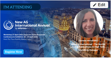 I’m Attending the New AG International Annual event, featuring event details, attendee photo, and registration call-to-action.