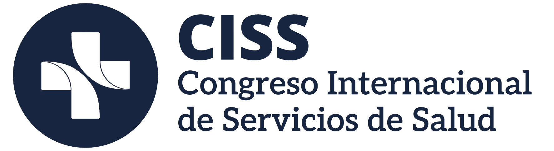 Botón rectangular negro con bordes redondeados que contiene el logotipo del CISS (una cruz blanca sobre círculos de colores en amarillo, verde y azul) a la izquierda y el texto 'CISS Congreso Internacional de Servicios de Salud' en blanco y verde a la derecha.
