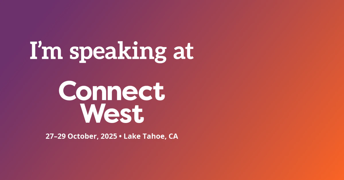 "I'm Taking the Stage at Connect West" graphic for speakers.