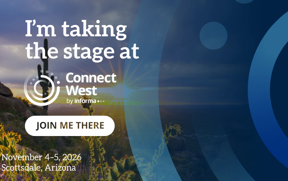 "I'm Taking the Stage at Connect West" graphic for speakers.