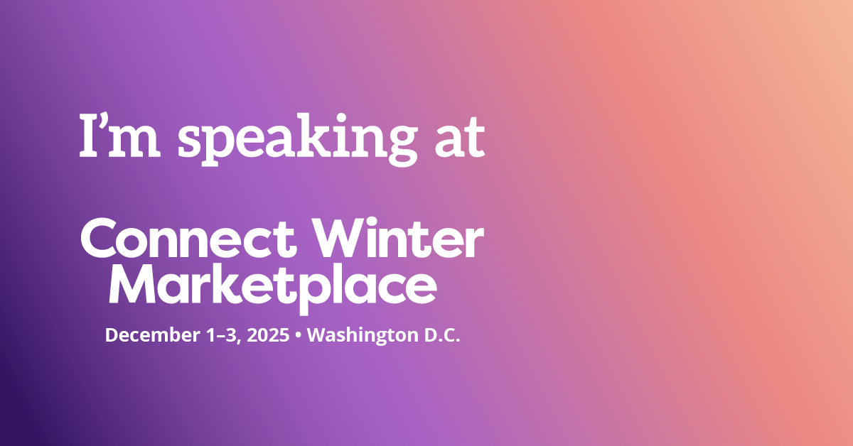 "I'm Taking the Stage at Connect Winter Marketplace" graphic for speakers.