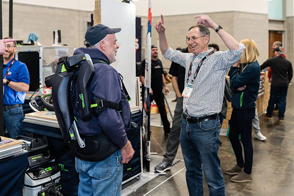 attendee trying out a product