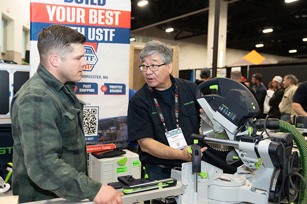 exhibitor demonstrating a product