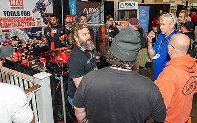 Attendees in Exhibitor Booth