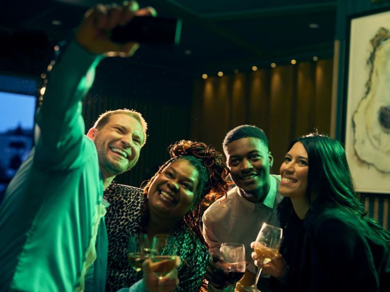 A group of friends taking a selfie in New Orleans