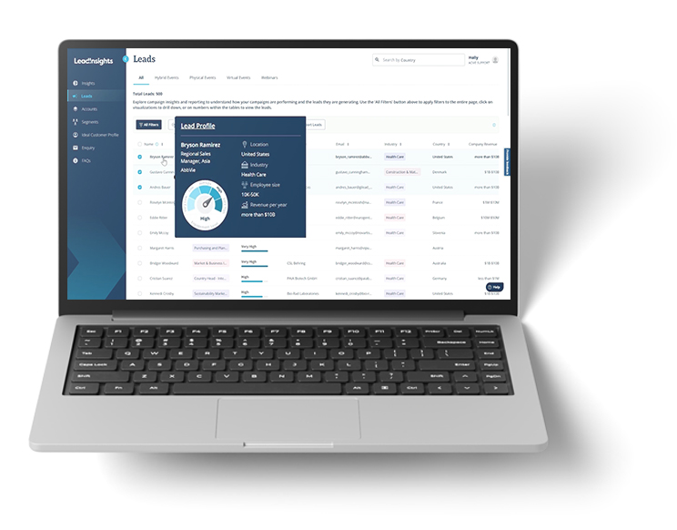 Lead Insights Platform on Laptop