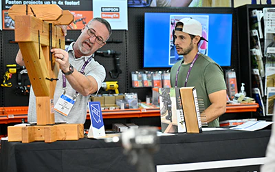 Attendee and Exhibitor Talking