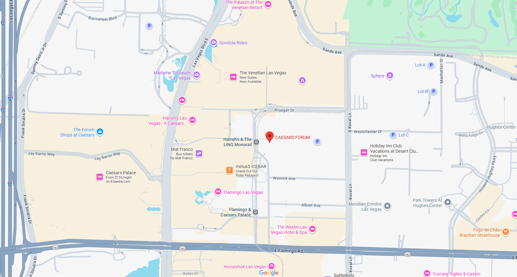 Map showing Caesars Forum location