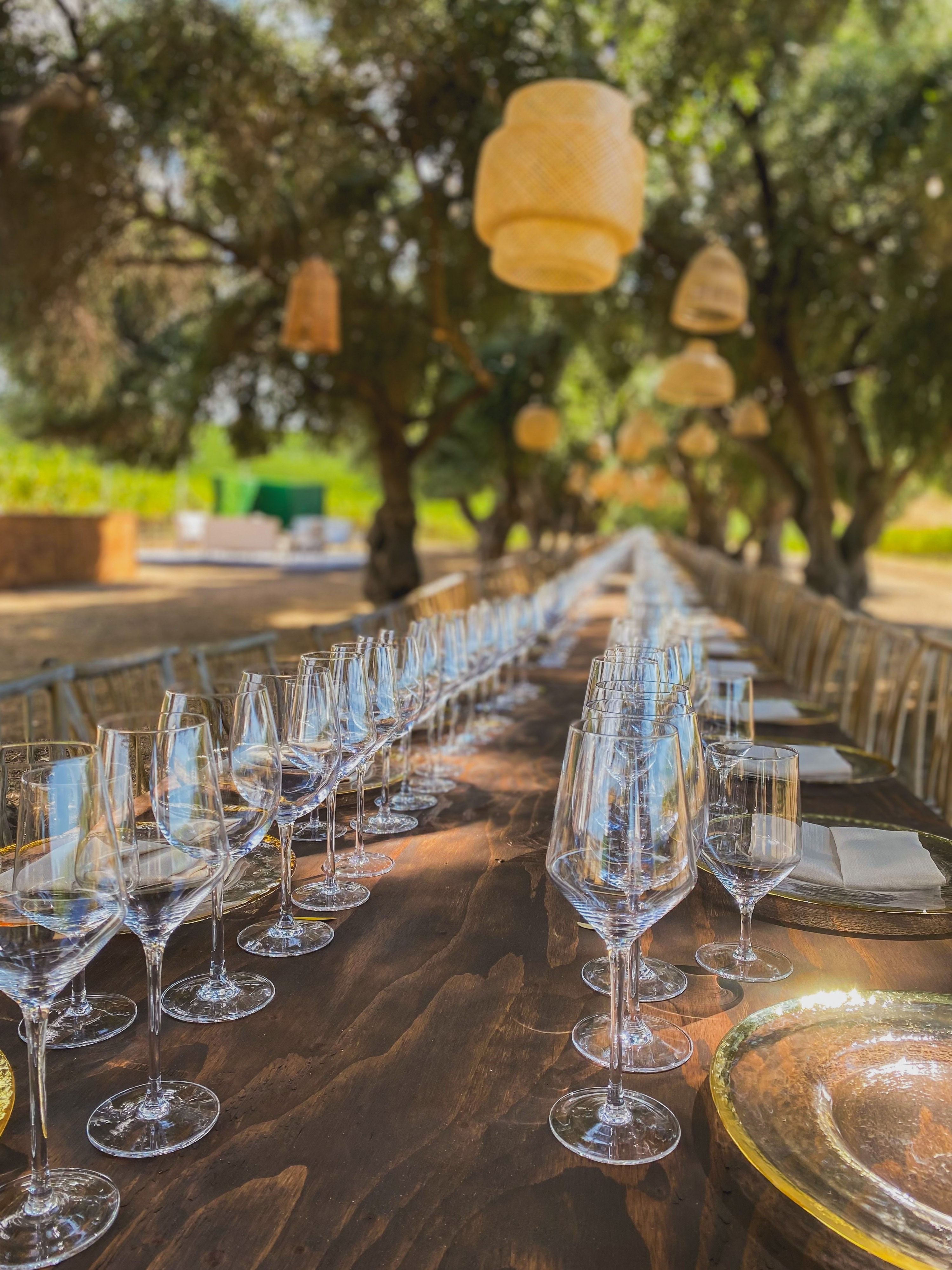 Glasses on a dining table
