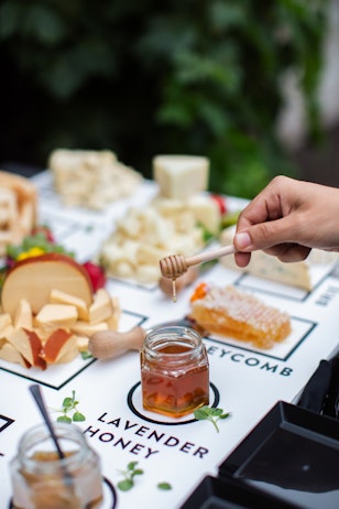 cheese platter and honey