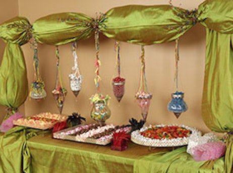 lanterns and plates of appetizers