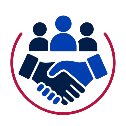 Three people above a handshake, representing the lasting professional relationships, collaboration, and community built at HDI Service & Support World.