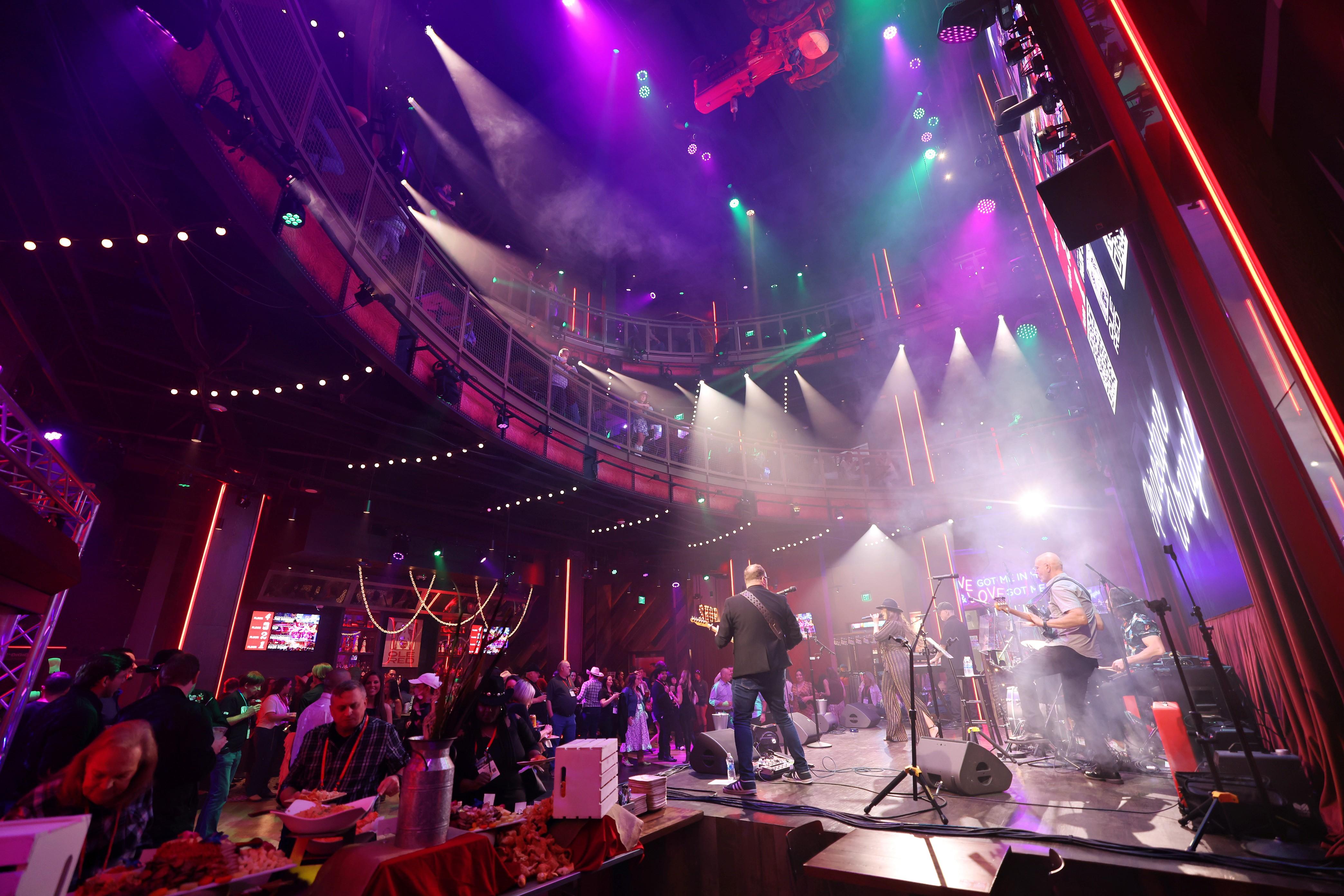 Networking party with a live band