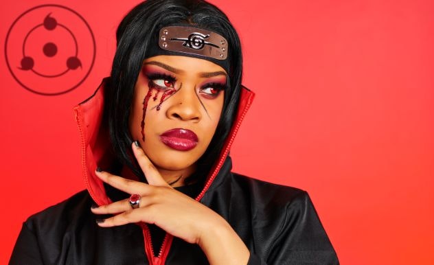 Black Crystal Cosplay as an Anime character with a black wig