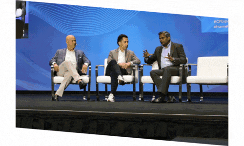 A GIF showing a slideshow of photos of people speaking at Channel Partners Conference & Expo