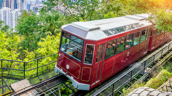 View of Victoria Peak Tram in Hong Kong