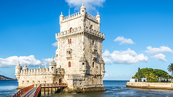 the Belem tower at the bank of Tejo River in Lisbon ,Portugal