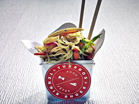 chinese take out box with noodles