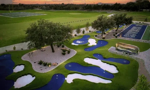 Golfer on putting green