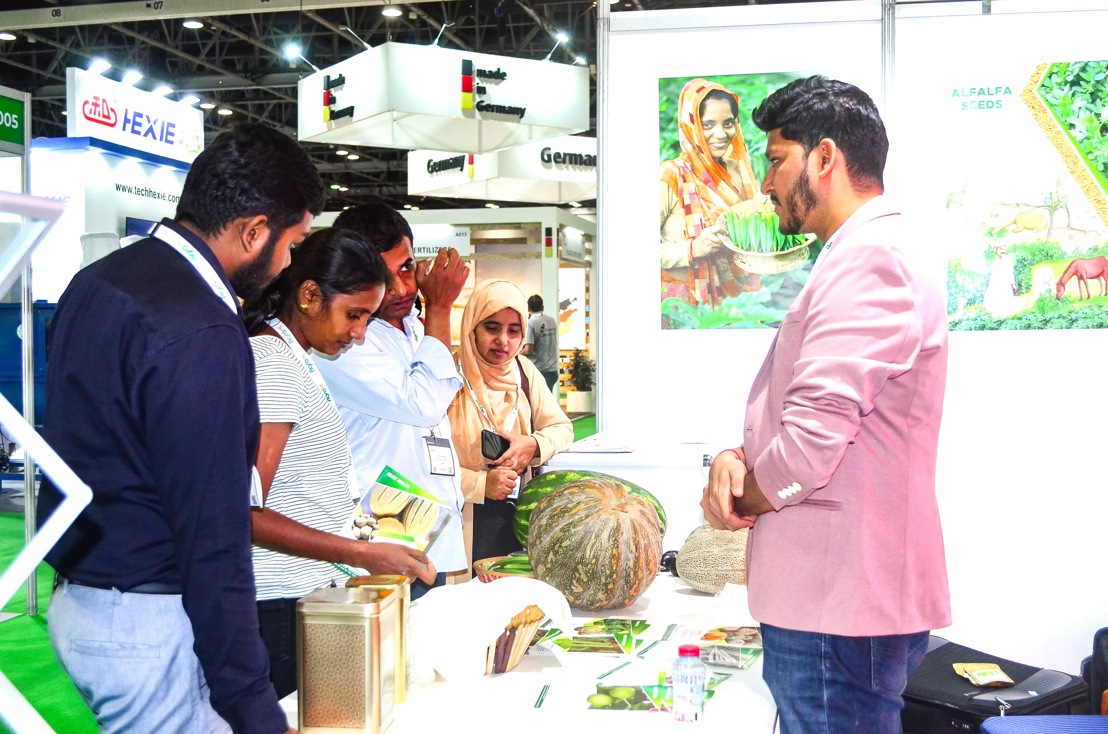 Visitors exploring agricultural products and technologies at Growtech Middle East