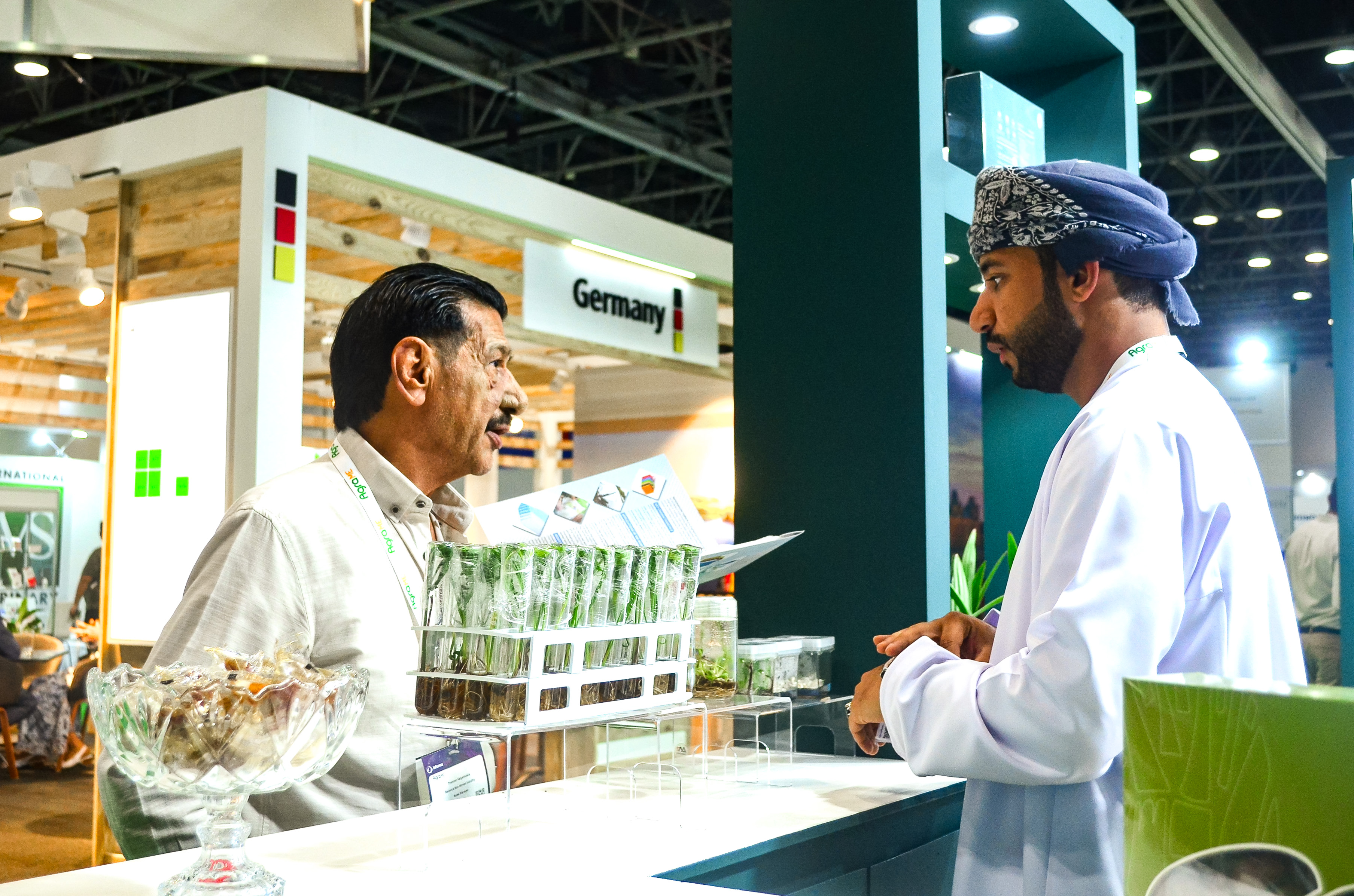 Exhibitor booth at AgraME 2025 in Dubai, presenting agriculture products and innovations to visitors from the Middle East region.