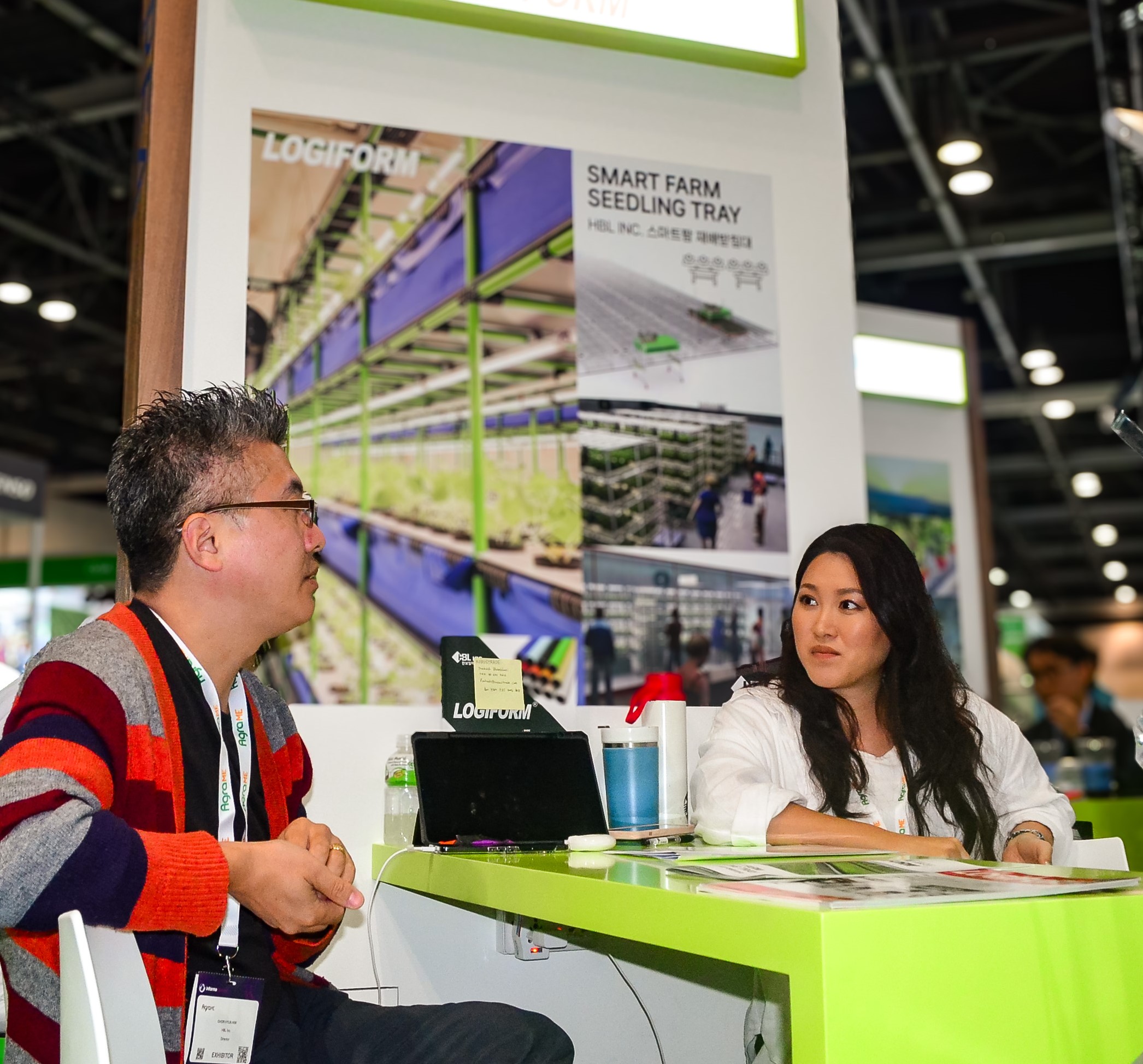 AgraME 2025 exhibition booth in Dubai, featuring smart farming and vertical farming technologies with agriculture networking.