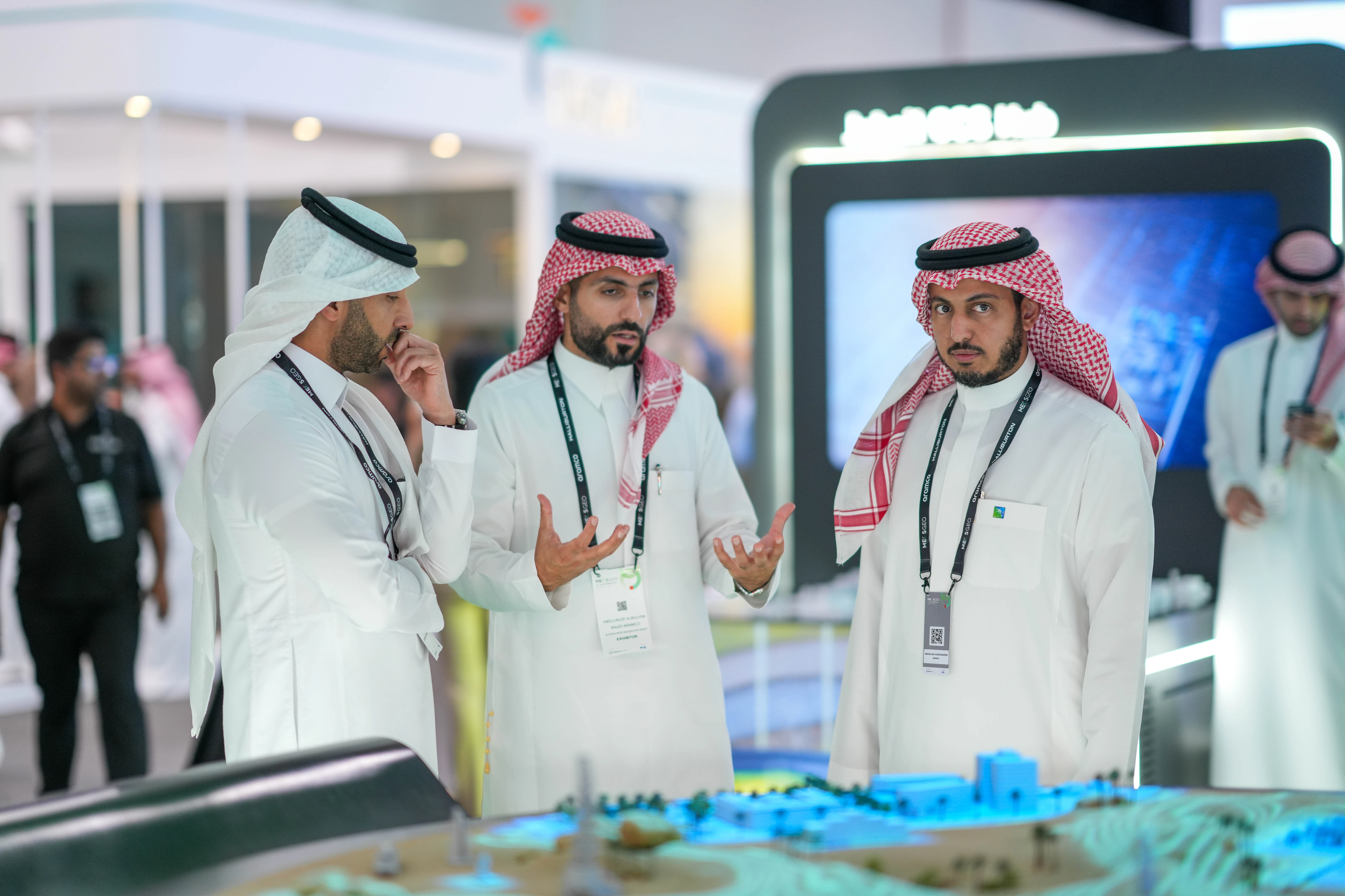 Visitors at Aramco stand at MEOS GEO 2025