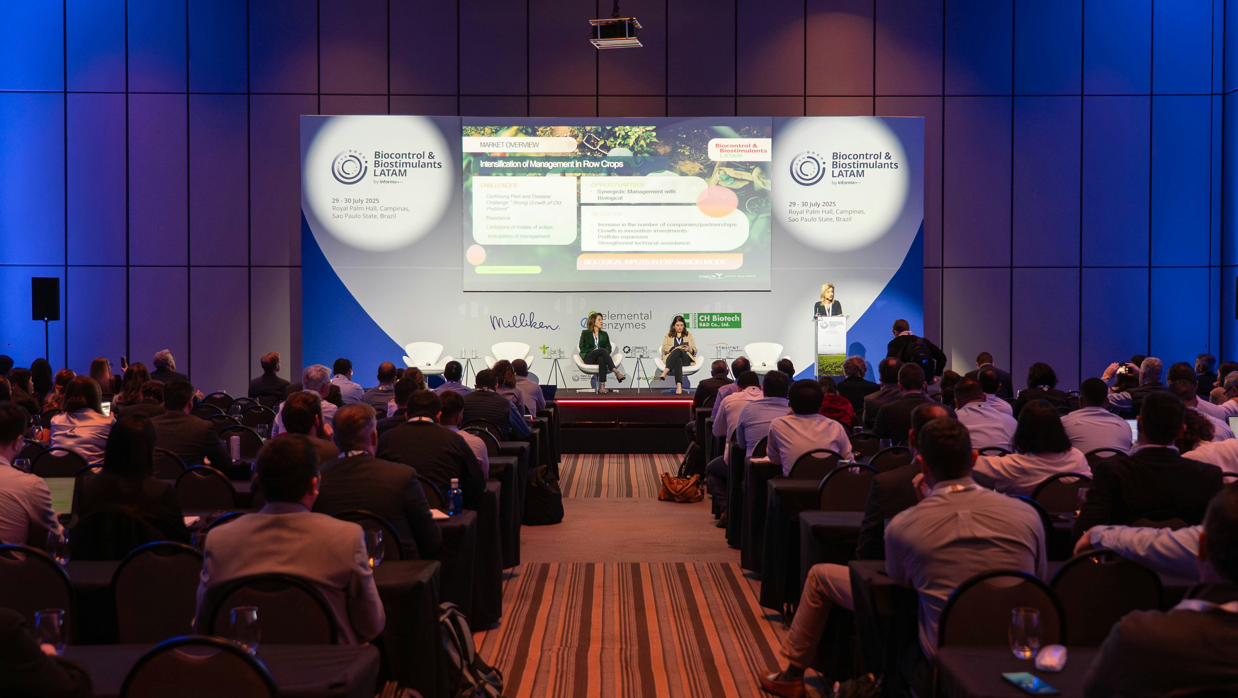 Attendees seated during a plenary session at Biocontrol & Biostimulants LATAM conference and exhibition.