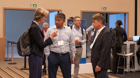 People networking in the exhibition area at Biocontrol & Biostimulants LATAM