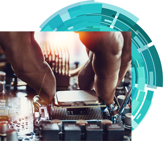 Engineer fixing computer