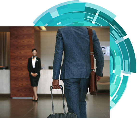 Hotel guest checking in