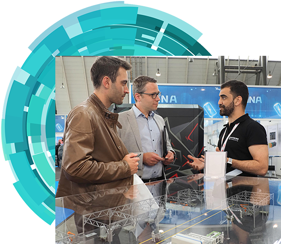 Exhibitor speaking to customers at The Battery Show Europe