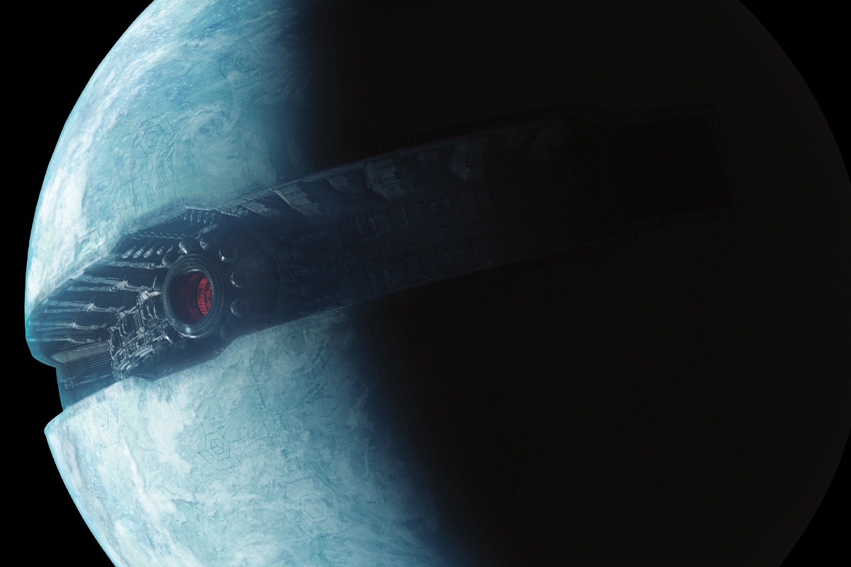 The planet Ilum with giant machinery through it's core as the Empire mines Kyber crystals from deep within the planet