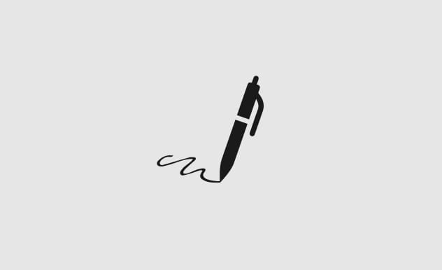 clip art of a pen writing, with a scribble