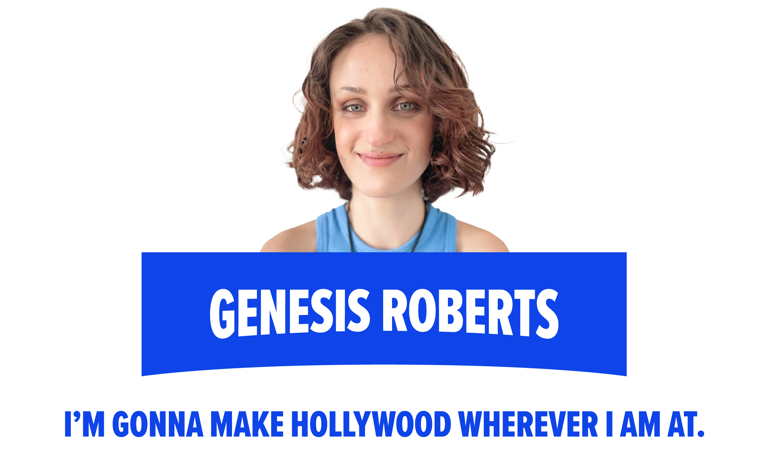 Karli Irvine smiles in a black sweater and glasses with the words“FEAR IS THE MIND KILLER.” written on the right