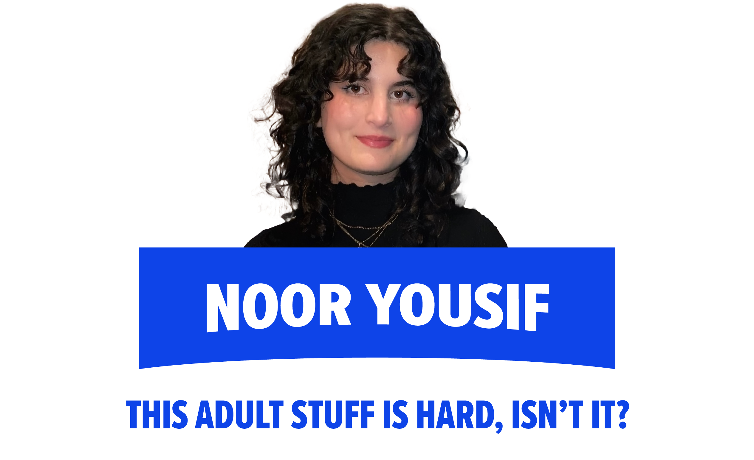 Karli Irvine smiles in a black sweater and glasses with the words“FEAR IS THE MIND KILLER.” written on the right