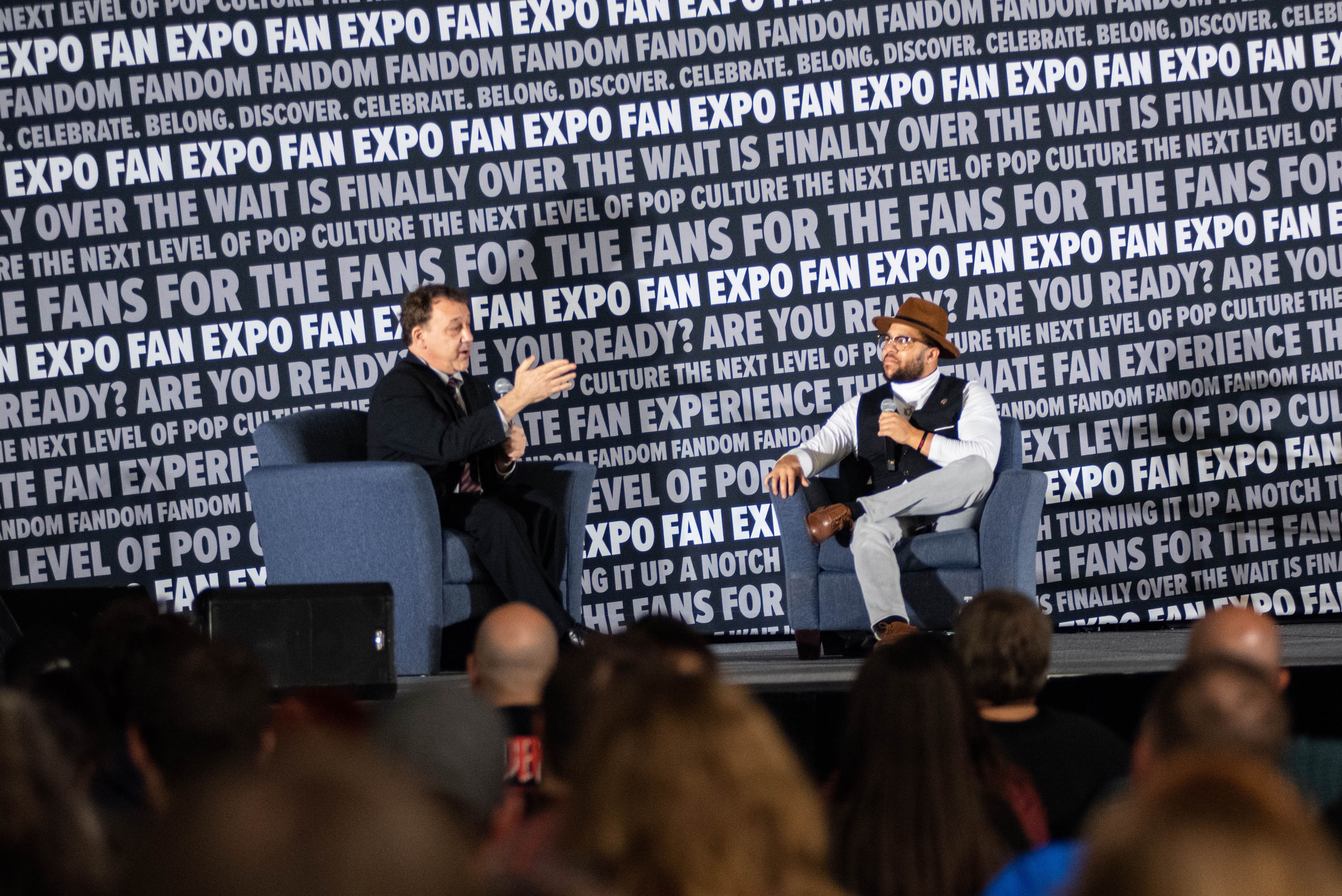Sam Raimi answering a question at his panel.