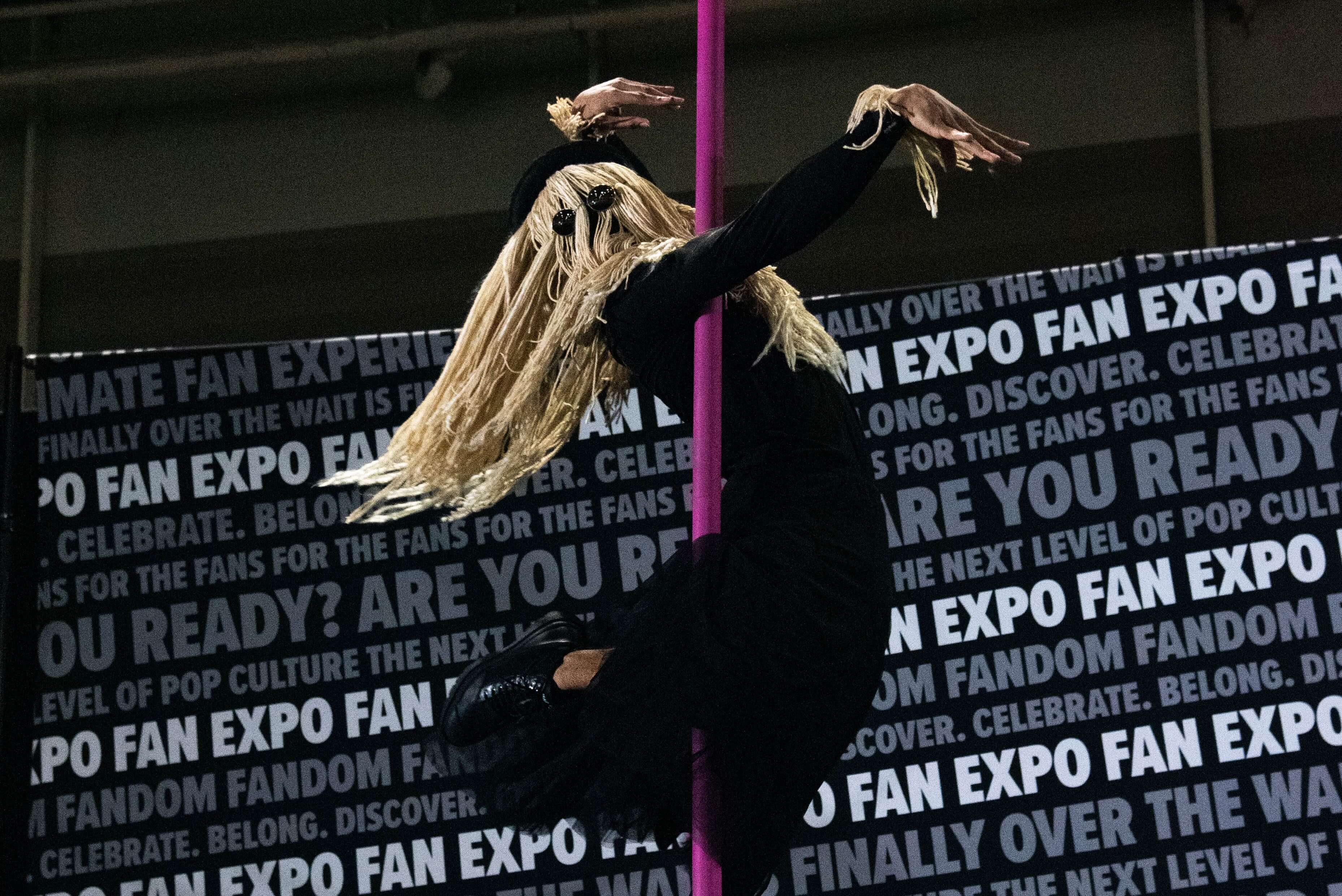 One of several performers from the Acadian Circus during their performance on Sunday, complete with cosplay.