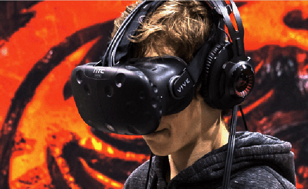 Fan wearing a VR gaming headset