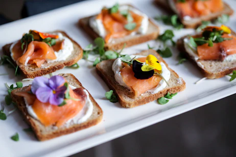 mini toasts with salmon lox