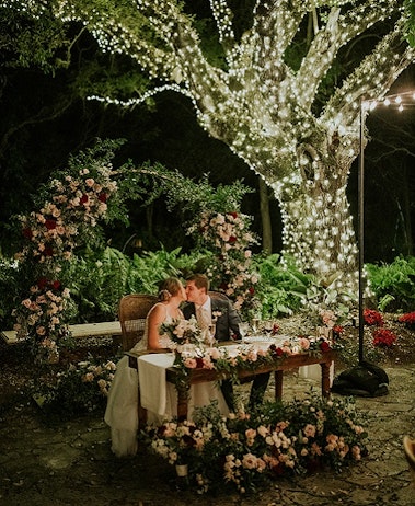 a couple at their outdoor wedding