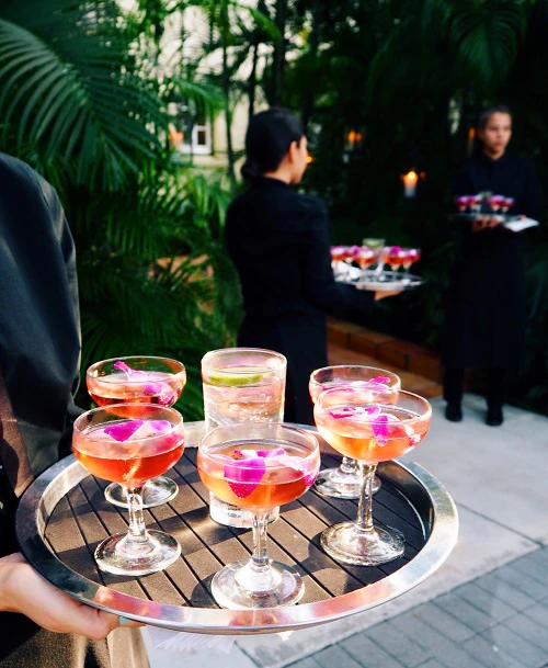 serving tray with cocktails