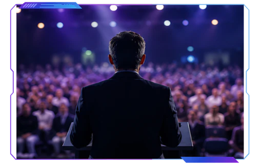 Industry leaders speaking at Middle East Event Show 2026 during a live conference session focused on event strategy, leadership, and industry insights.