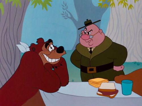 Humphey the Bear getting in trouble for stealing snacks