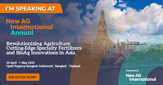Speaker banner for New AG International Annual, highlighting event speakers.