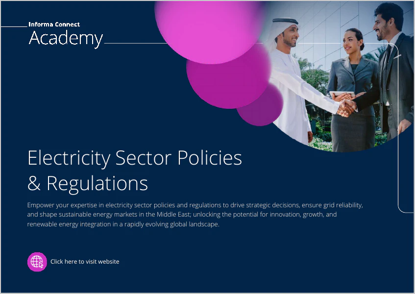 Informa Connect Academy brochure cover for the Electricity Sector Policies & Regulations programme