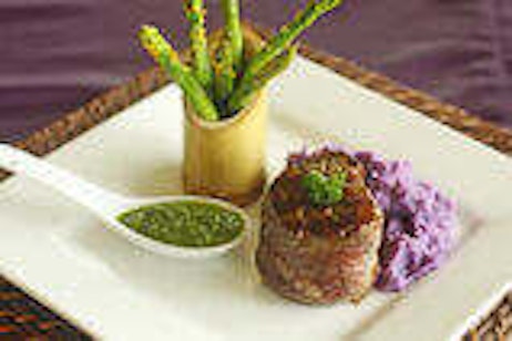 fish and asparagus bites with green sauce