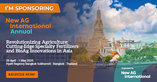 Sponsor banner for New AG International Annual, featuring event branding and sponsor promotion.